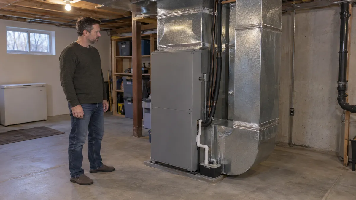 Conduits de chauffage dans un espace technique résidentiel